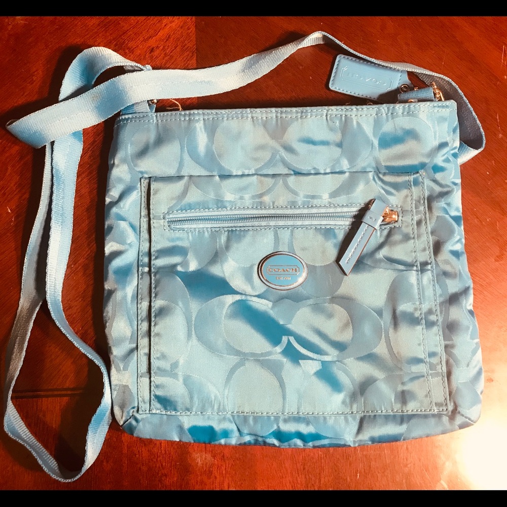 Ocean Blue Coach Original Logo Cross Body Bag